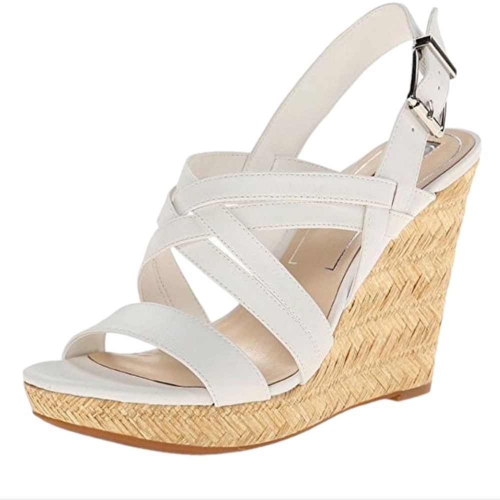 Jessica Simpson Women's Julita White Wedge/Sandals High Heels Size‎ 8B